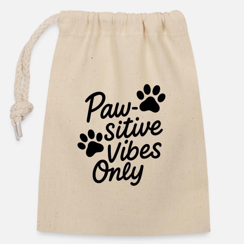 Patte sitive - Sac cadeau en coton avec cordon (14 x 20 cm) - nature