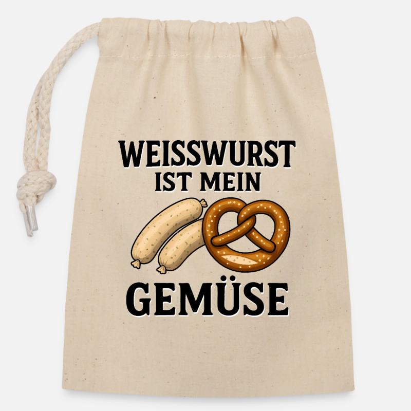 Weißwurst ist mein Gemüse - Verschließbarer Geschenkbeutel aus Baumwolle (14x20cm) - Natur