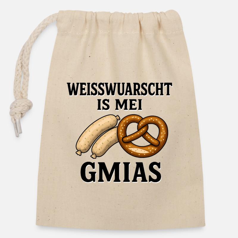 Weisswuarscht is mei Gmias - Closable cotton gift bag (14x20cm) - nature