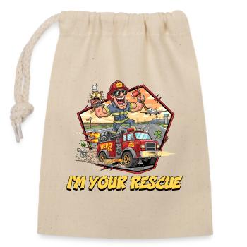 Rescue Firefighter Abenteuer-Design - Verschließbarer Geschenkbeutel aus Baumwolle (14x20cm) - Natur - Vorne