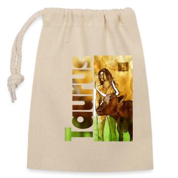 Signe du zodiaque Taureau - Sac cadeau en coton avec cordon (14 x 20 cm) - nature - Devant
