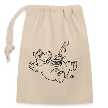 Funny Hippo - Closable cotton gift bag (14x20cm) - nature - Front