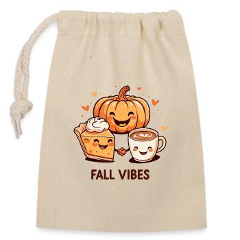 Cozy Autumn Vibes – Coffee, Pumpkin & Pie - Verschließbarer Geschenkbeutel aus Baumwolle (14x20cm) - Natur - Vorne