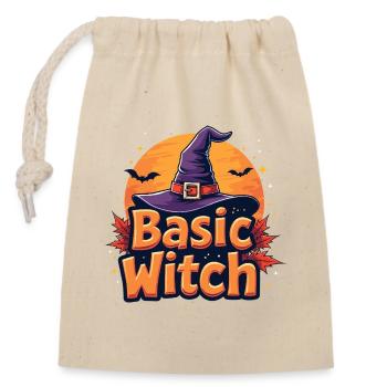 Basic Witch Halloween Saying - Closable cotton gift bag (14x20cm) - nature - Front