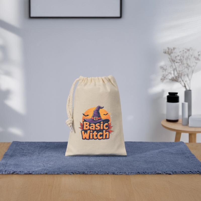 Basic Witch Halloween Saying Closable cotton gift bag (14x20cm)