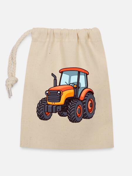 Traktor - Verschließbarer Geschenkbeutel aus Baumwolle (14x20cm) - Natur