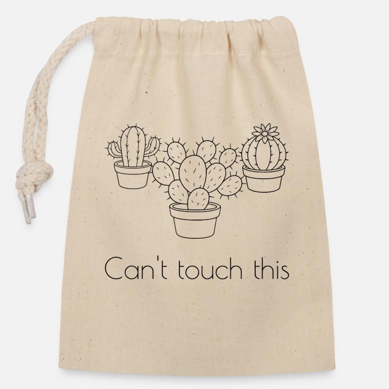Cactus lineart fun - Closable cotton gift bag (14x20cm) - nature