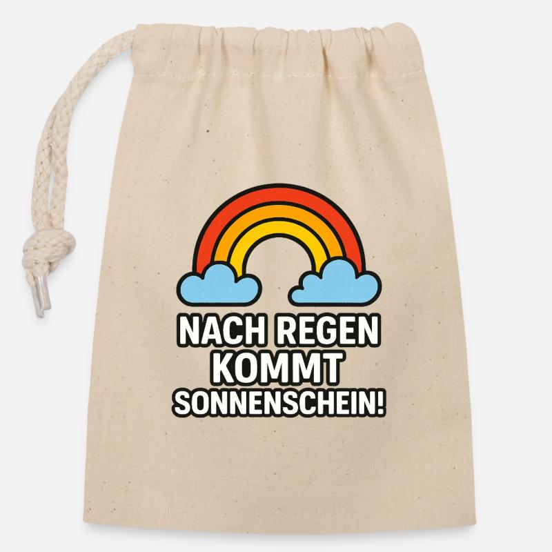 Nach_Regen_kommt_Sonnenschein - Verschließbarer Geschenkbeutel aus Baumwolle (14x20cm) - Natur
