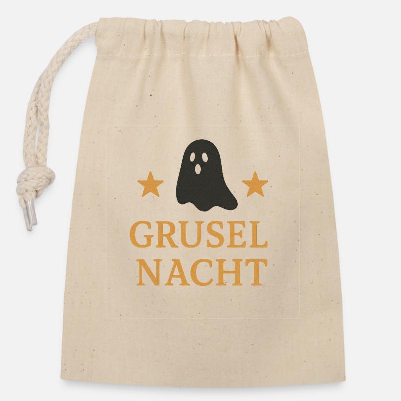 Conception de motif d’Halloween effrayant - Sac cadeau en coton avec cordon (14 x 20 cm) - nature