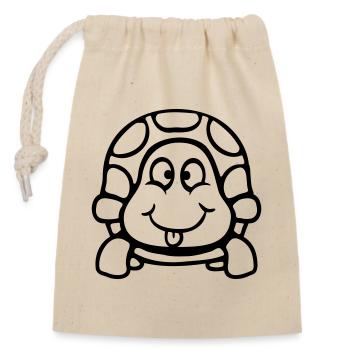 Turtle Tongue Sticking Out Naughty Funny Cool - Closable cotton gift bag (14x20cm) - nature - Front