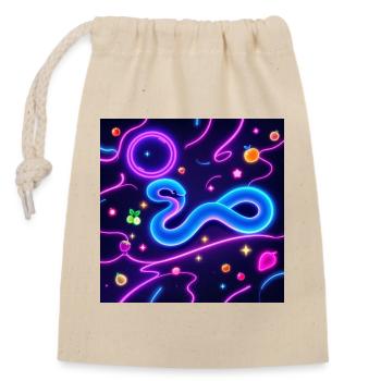 Leuchtende Neon-Schlange mit Fruchtmotiven - Verschließbarer Geschenkbeutel aus Baumwolle (14x20cm) - Natur - Vorne