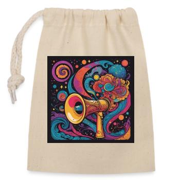 Psychedelische Erkundung mit Weltraumlautsprecher - Verschließbarer Geschenkbeutel aus Baumwolle (14x20cm) - Natur - Vorne