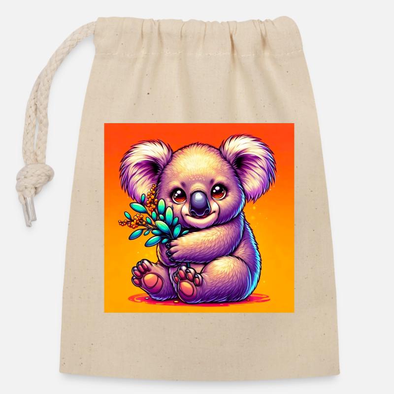 Koala - Verschließbarer Geschenkbeutel aus Baumwolle (14x20cm) - Natur