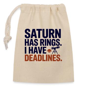 Saturn Ringe Ich habe Deadlines - Verschließbarer Geschenkbeutel aus Baumwolle (14x20cm) - Natur - Vorne