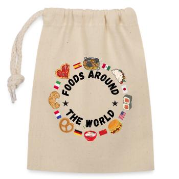 Nourriture du monde entier - Sac cadeau en coton avec cordon (14 x 20 cm) - nature - Devant