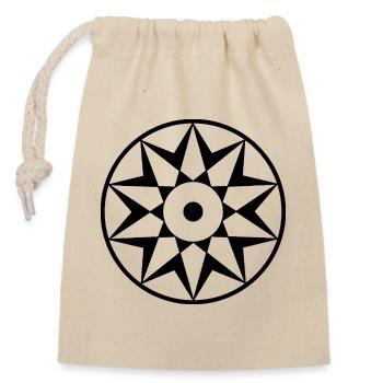 Himmlisches Dekagramm Mandala - Verschließbarer Geschenkbeutel aus Baumwolle (14x20cm) - Natur - Vorne