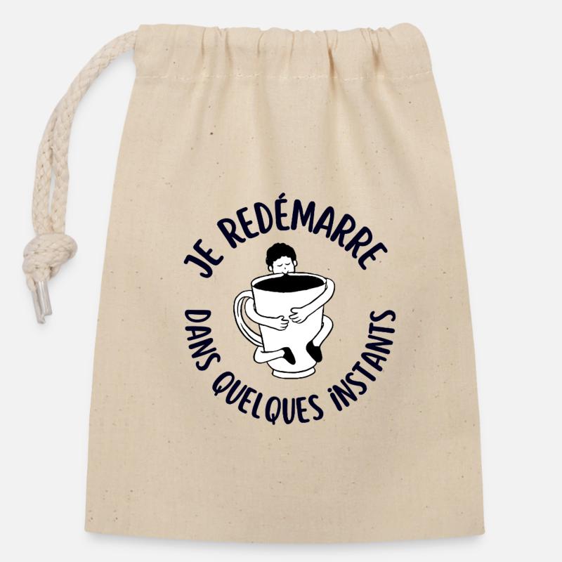 Coffee addict - Closable cotton gift bag (14x20cm) - nature