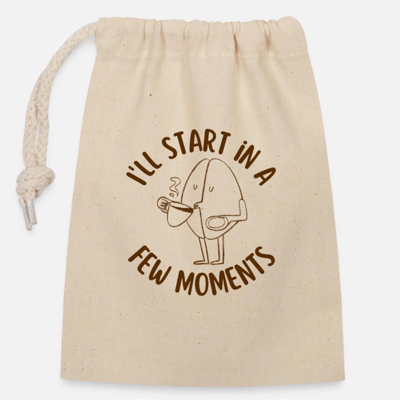 Coffee addict  - Sac cadeau en coton avec cordon (14 x 20 cm) - nature