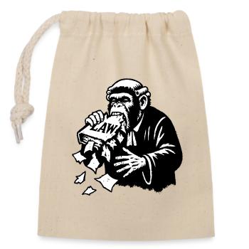 Motif humoristique de singe avec inscription légale - Sac cadeau en coton avec cordon (14 x 20 cm) - nature - Devant