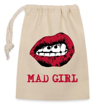 Bouche dessinée dans le style pop art - Sac cadeau en coton avec cordon (14 x 20 cm) - nature - Devant