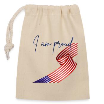 American Pride Wrap Flagge - Verschließbarer Geschenkbeutel aus Baumwolle (14x20cm) - Natur - Vorne