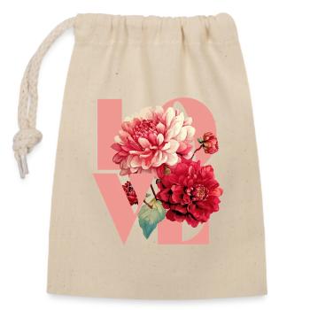 Elegantes florales Pfingstrosen-Design - Verschließbarer Geschenkbeutel aus Baumwolle (14x20cm) - Natur - Vorne