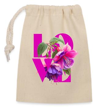 Amour floral avec fuchsia et violet vibrants - Sac cadeau en coton avec cordon (14 x 20 cm) - nature - Devant