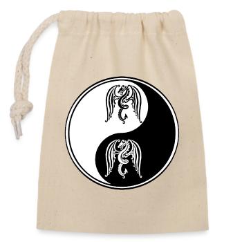 Dragons Yin Yang Black and White Symbol - Closable cotton gift bag (14x20cm) - nature - Front