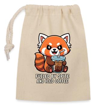 Freches Waschbär-Kaffee-Meme-Design - Verschließbarer Geschenkbeutel aus Baumwolle (14x20cm) - Natur - Vorne
