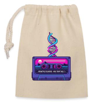 Neon Retro Cassette DNA Art - Closable cotton gift bag (14x20cm) - nature - Front