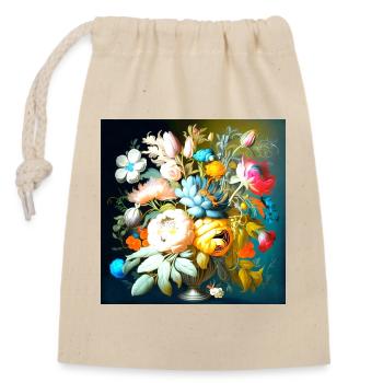 Bouquet of still life on dark old style - Closable cotton gift bag (14x20cm) - nature - Front