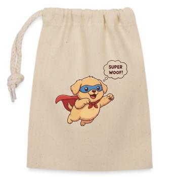 Super dog logo on funny bag - Closable cotton gift bag (14x20cm) - nature - Front