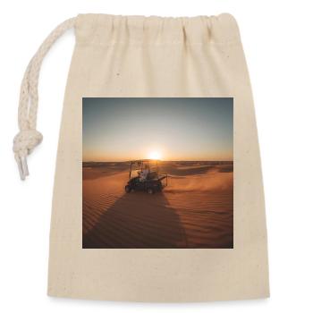 Wüstensonnenfahrt mit Golfwagen - Verschließbarer Geschenkbeutel aus Baumwolle (14x20cm) - Natur - Vorne