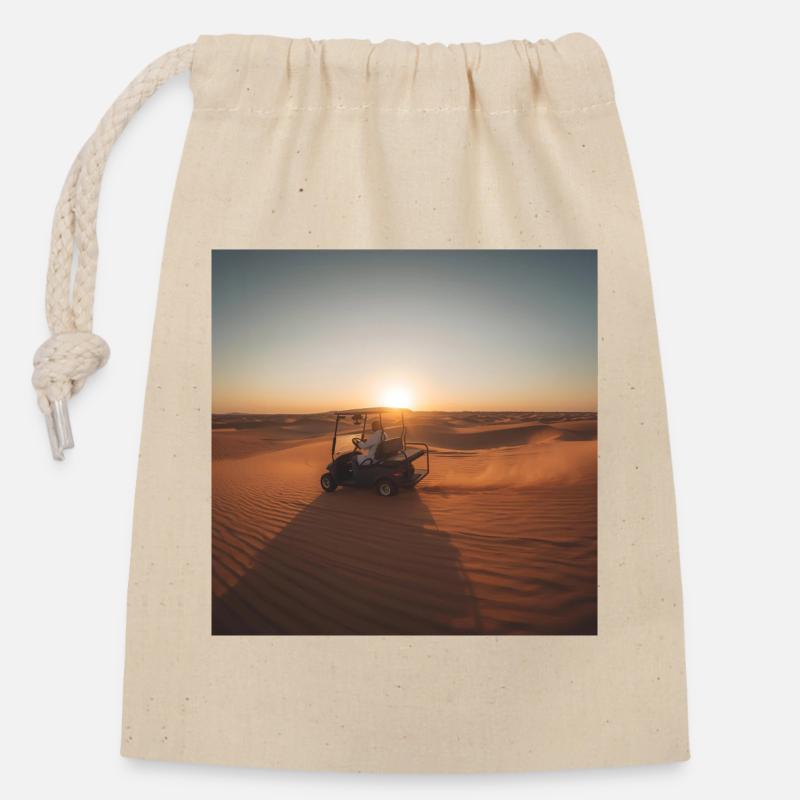 Desert Sun Ride by Golf Cart - Closable cotton gift bag (14x20cm) - nature