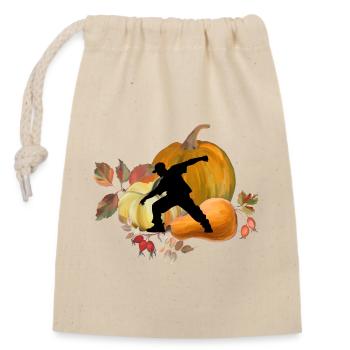 Danseuse dynamique en automne Citrouille Scène Art - Sac cadeau en coton avec cordon (14 x 20 cm) - nature - Devant