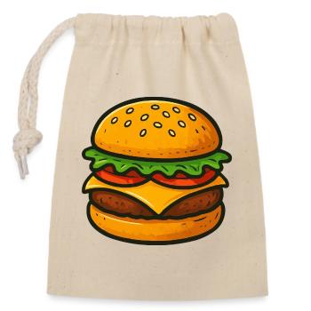 Tasteful hamburger illustration - Closable cotton gift bag (14x20cm) - nature - Front