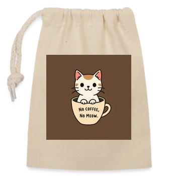 Cat Coffee Saying Design - Closable cotton gift bag (14x20cm) - nature - Front