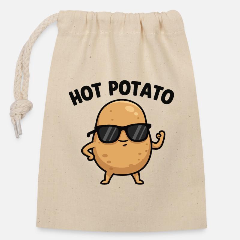 Patate avec attitude - Sac cadeau en coton avec cordon (14 x 20 cm) - nature