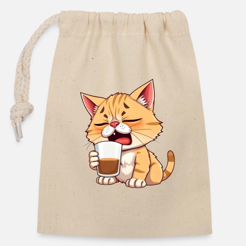 Katze_noch_nicht_wach - Verschließbarer Geschenkbeutel aus Baumwolle (14x20cm) - Natur
