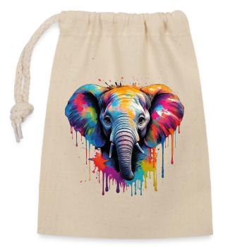 Vibrant Baby Elephant Art for Clothes - Closable cotton gift bag (14x20cm) - nature - Front