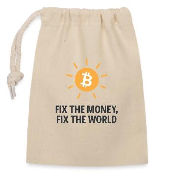 Fix_the_money - Verschließbarer Geschenkbeutel aus Baumwolle (14x20cm) - Natur - Vorne