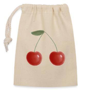 Cherries - Closable cotton gift bag (14x20cm) - nature - Front