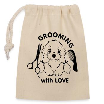 Toiletter avec amour - Sac cadeau en coton avec cordon (14 x 20 cm) - nature - Devant