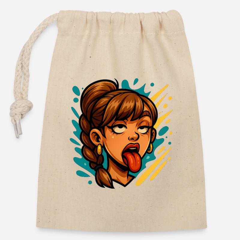Grimace - Sac cadeau en coton avec cordon (14 x 20 cm) - nature
