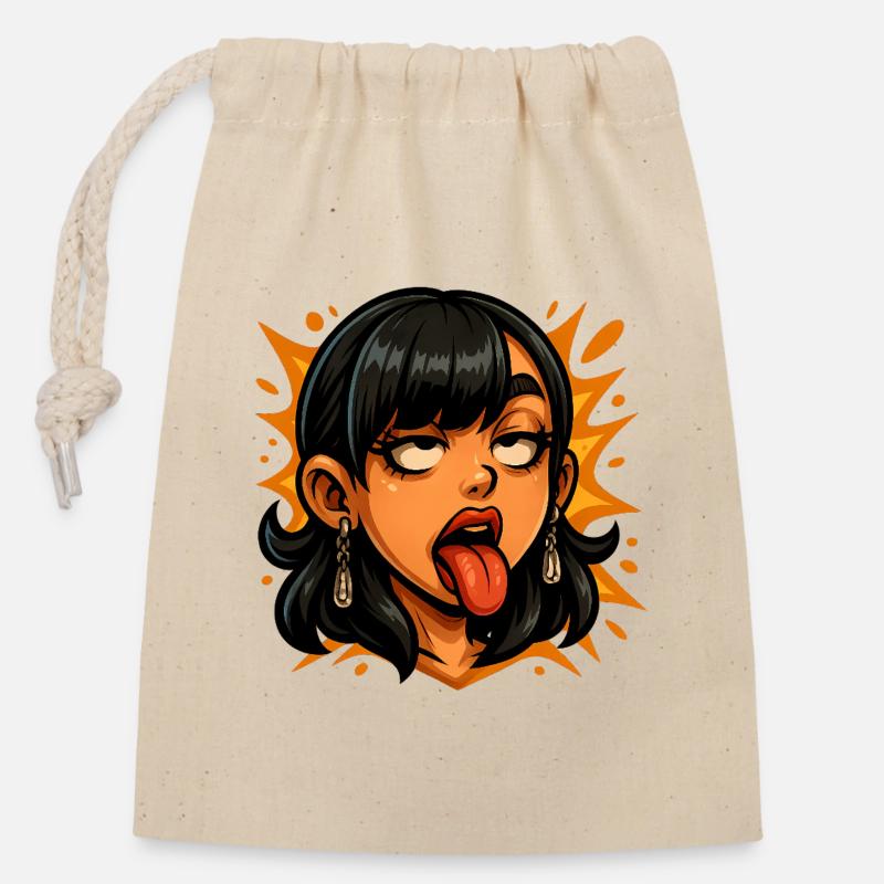 Grimace - Sac cadeau en coton avec cordon (14 x 20 cm) - nature