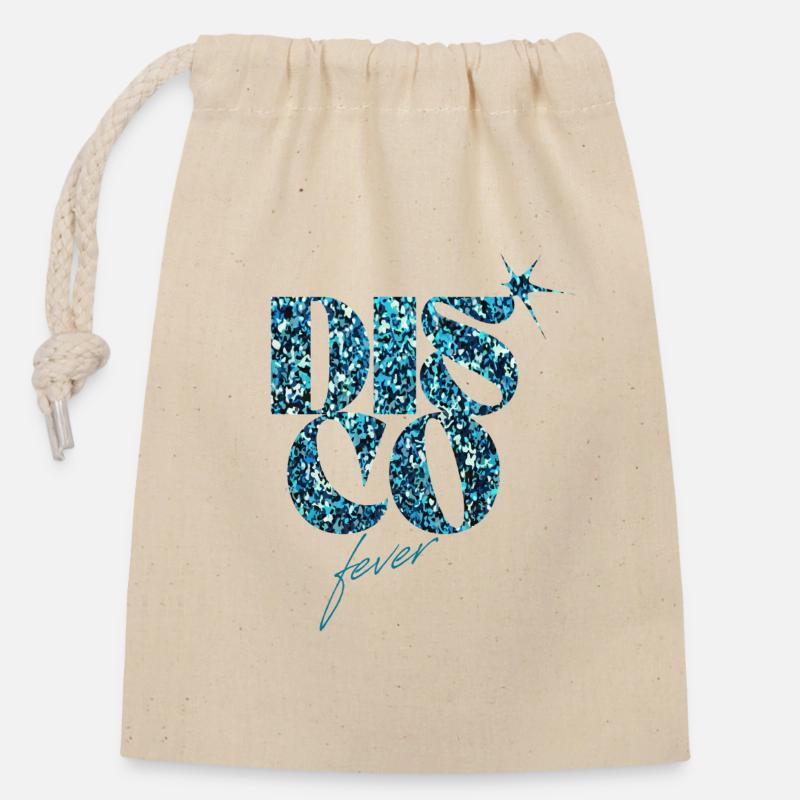Paillettes Disco Fever Blue Design - Sac cadeau en coton avec cordon (14 x 20 cm) - nature