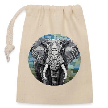 Portrait artistique d’éléphant en mosaïque - Sac cadeau en coton avec cordon (14 x 20 cm) - nature - Devant