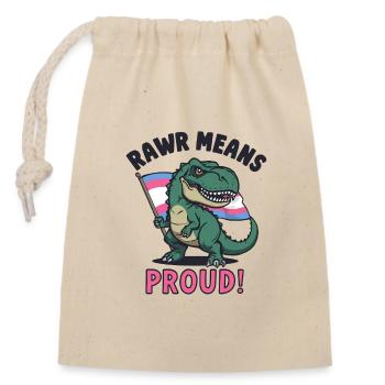 T-Rex Pride – Rawr signifie fier - Sac cadeau en coton avec cordon (14 x 20 cm) - nature - Devant