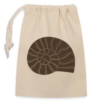 Elegantes Ammonit Fossil Muster Design - Verschließbarer Geschenkbeutel aus Baumwolle (14x20cm) - Natur - Vorne