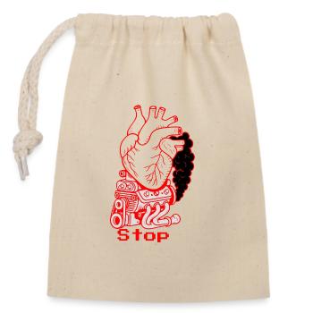 Traffic message Heart Attack - Closable cotton gift bag (14x20cm) - nature - Front